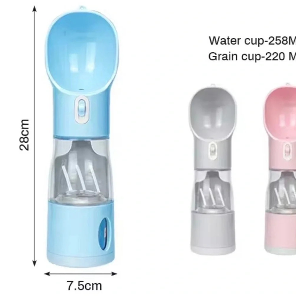 4 in 1 Portable Dog Water,Food Bottle with poop bags and shovel/scooper